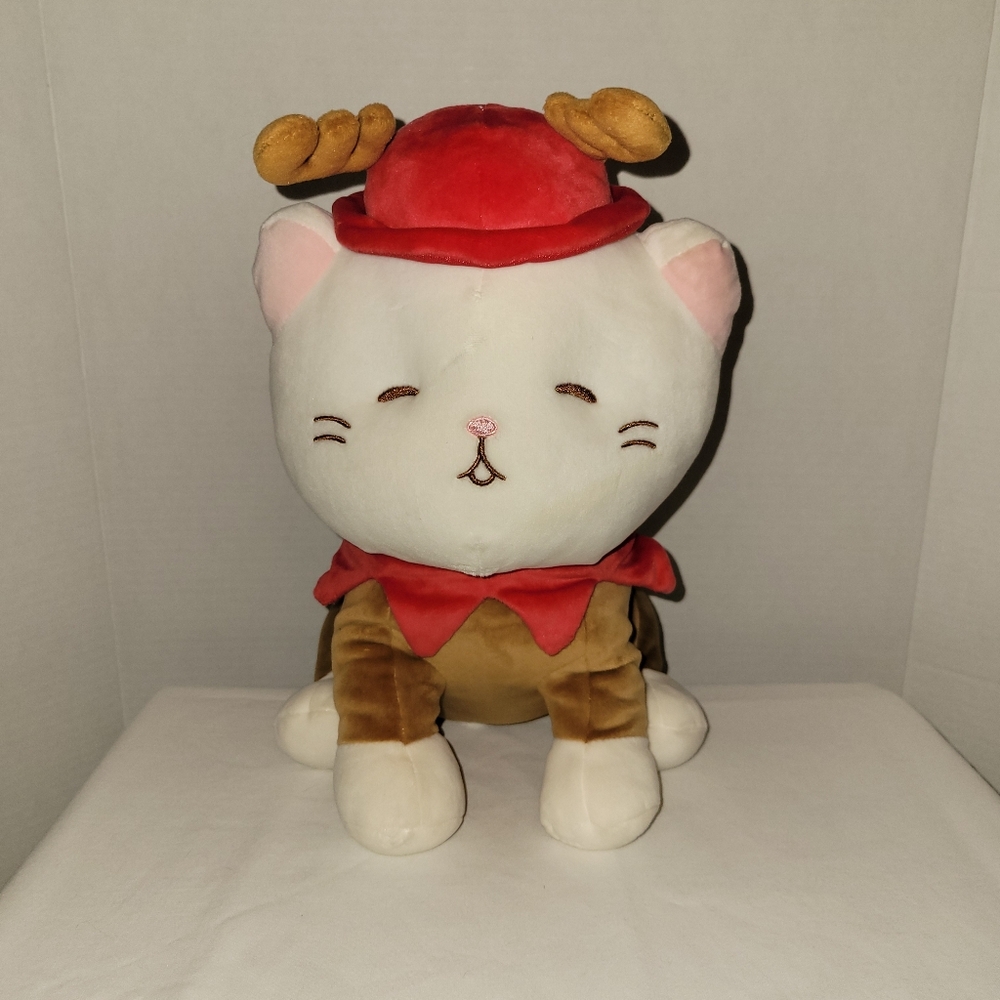 Miniso 12" Reindeer White Cat Kitten Plush Christmas Reindeer Holiday Squishy